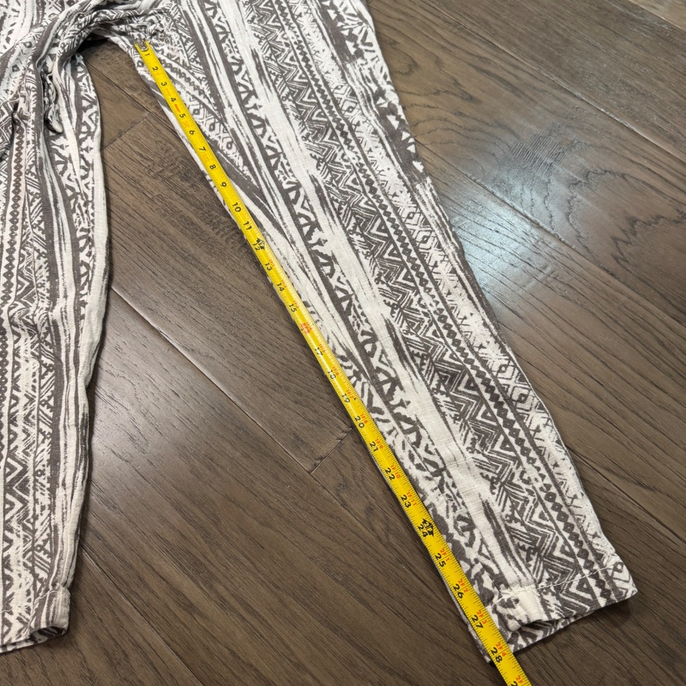 Cali 1850 Paperbag Waist Pants XS Linen Viscose Geometric Print - Picture 3 of 10